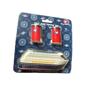 Disney Cruise Line Ceramic Ship & Salt And Pepper Shaker Set Collectible Gift